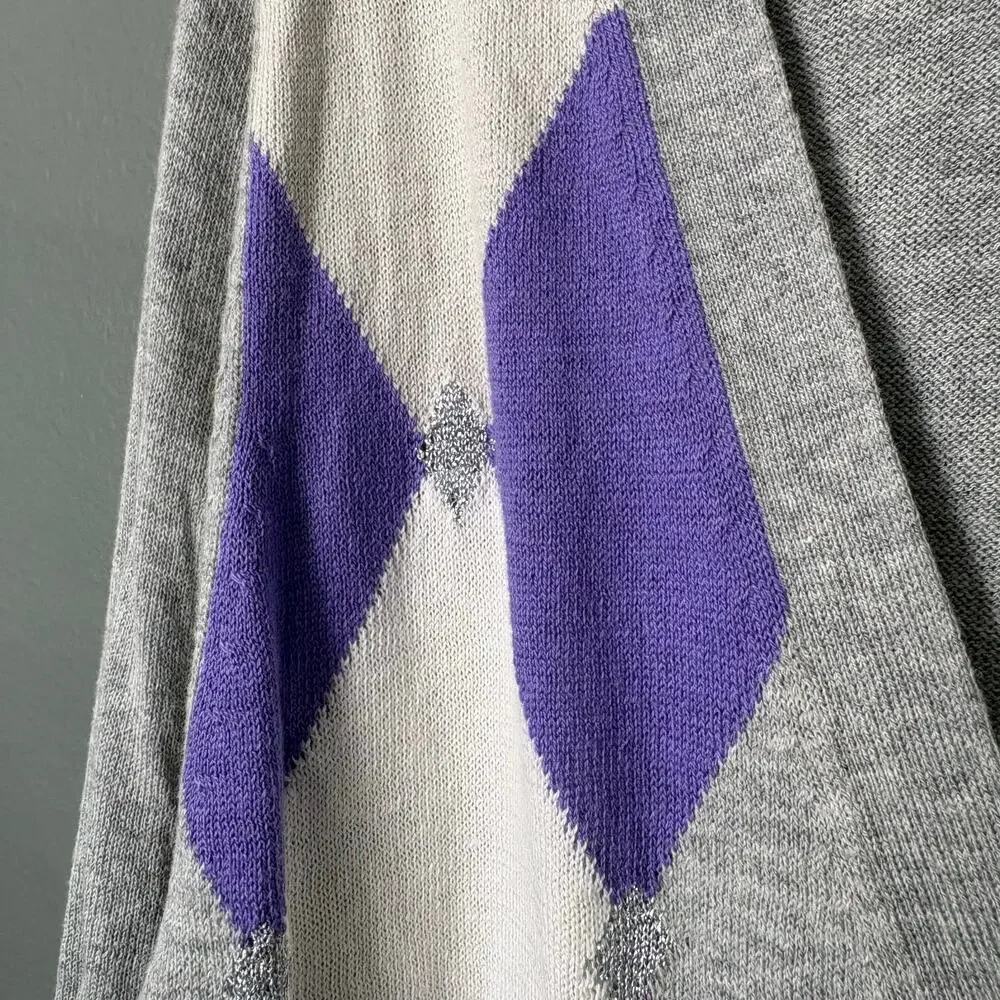 Lane Bryant NWT Y2K Gray Argyle Cardigan Sweater - 14/16 - Women's Plus Size